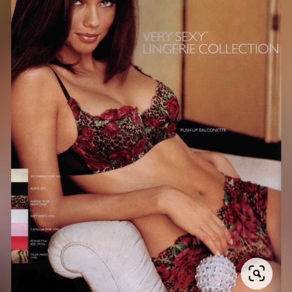 RARE Victoria’s Secret Y2K Red Rose Animal Print Lace Panty only